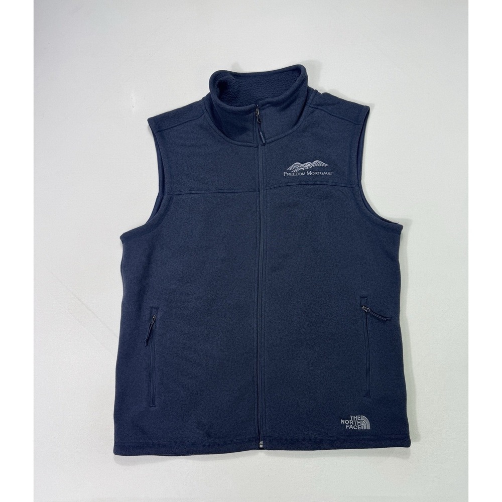 The North Face Mens Fleece Vest Large Blue Full Zip Gordon Lyons Pockets Hiking